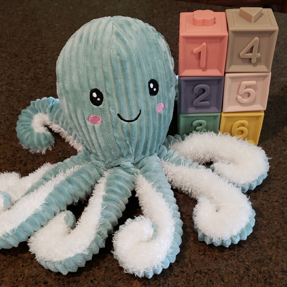 Plush Octopus Toy with Stacking Blocks